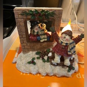 Vintage Gerson International Lighted Snowman Figurine Christmas Winter Lamp